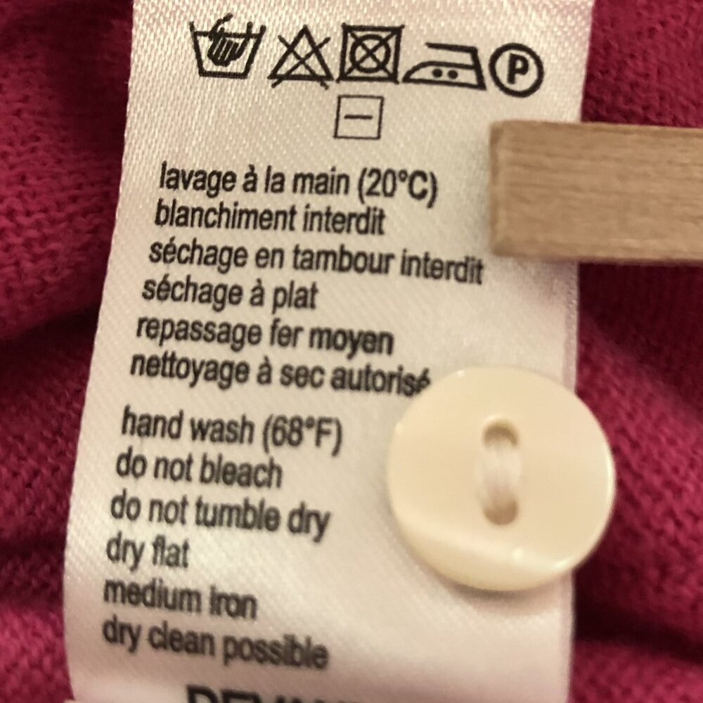 Lacoste Cardigan Sweater Croc Logo Cashmere Cotton Blend Pink Size S EU 36 - Picture 9 of 11